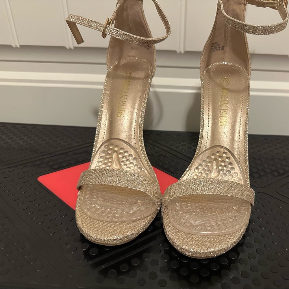 Gold glitter heels